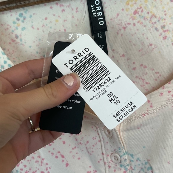 TORRID HENLEY SLEEP TANK - CUPRO BRUSH STROKE CORAL LARGE NWT - Picture 4 of 5